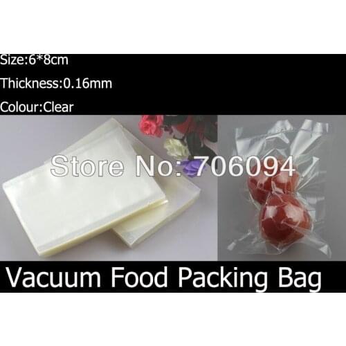 6*8cm,200pcs/lot,food grade clear plastic vaccum food packing Bags,Food plastic bag