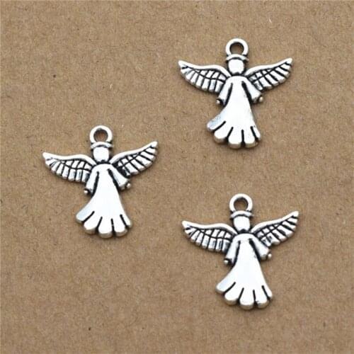 8PCS 20*20mm Fashion Cute Angel Charms Antiqued Silver Color Tone Pendant Findings DIY Handmade Jewelry Making Supplies