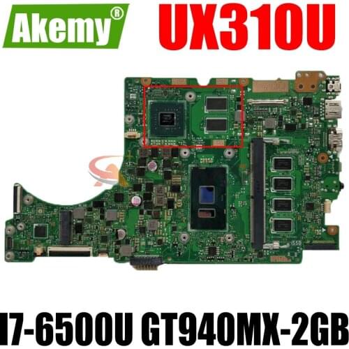 AKEMY UX410UQ(14 inch Laptop motherboard for ASUS UX410UQK UX410U UX310U original mainboard 4GB-RAM I7-6500U GT940MX-2GB