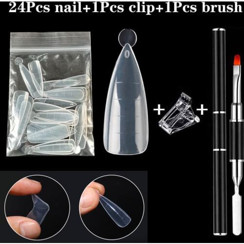 Dual Forms Quick Extension Tips Mold For Builder Poly Nail Gel Art Fake Nail With Clips Brush Stilettos Nail Forms