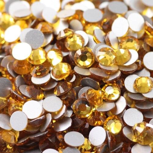 Free Shipping One Bag Crystal Gold Flat-back Crystal Glass Nail Rhinestone Nail Art RS-14