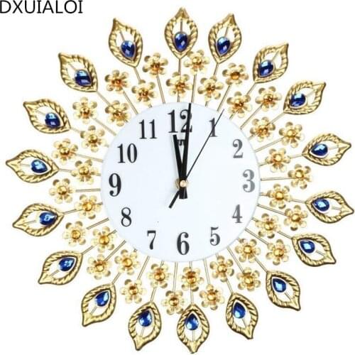 Large man-made glass mosaic watch luxurious living room decoration metal clock decorative household art wall clock modern design