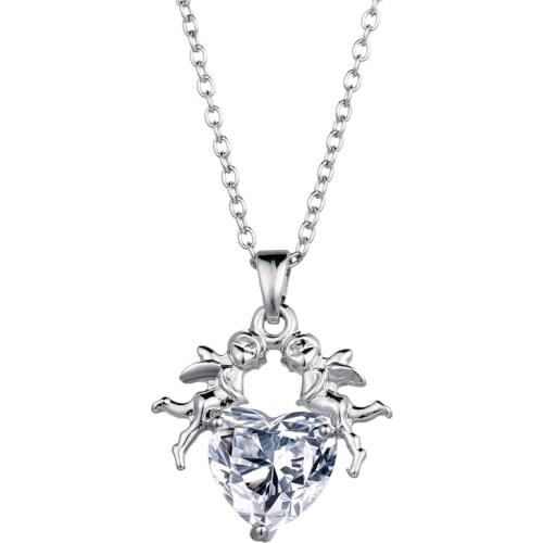 Bettyue Brand Fashion Simple Originality Cubic Zircon White Gold Jewelry Cupid Necklaces For Women Lovers Birthday Wedding Gift
