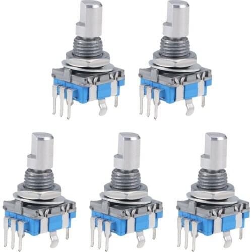 Uxcell 360 Degree Rotary Encoder Code Switch Digital Potentiometer EC11 7 Pins 15mm D-Shaft 5Pcs