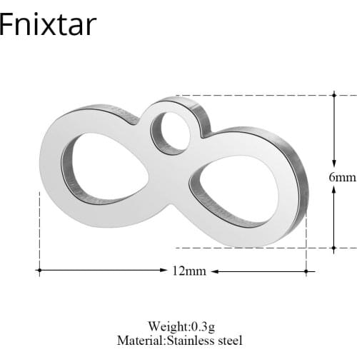 Fnixtar 50pcs/lot Wholesale Stainless Steel Infinite Sign Mini Charms Pendants For Women Jewelry 6*12mm DIY Handmade Charms