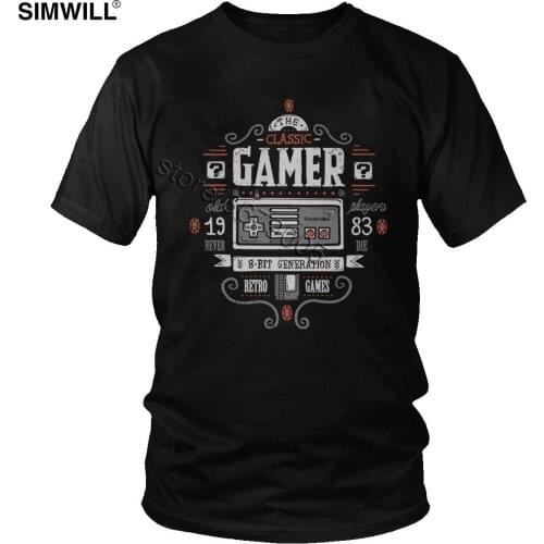 Vintage 80s Gamer Controller T-Shirt Men Cotton Nostalgia Game Console Tee Short Sleeve Grunge Graphic T Shirt Classic Gift Tops