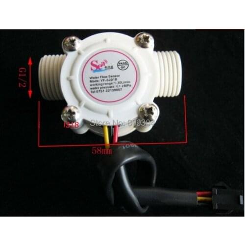 G1/2" 1-30L/min 1.75MPa Water Flow Sensor Flowmeter Hall Flow Water Sensor