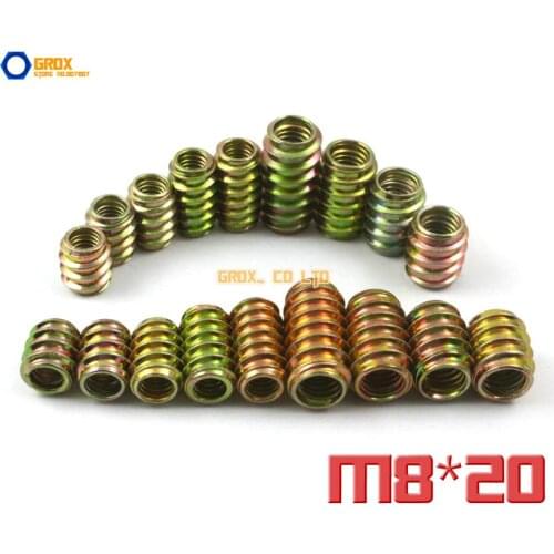 40 Pieces M8 x 20mm Furniture Nut Wood Insert Nut Dowel Screw Fixing for Furniture Leg