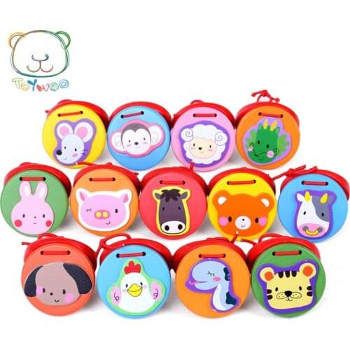 [Toy Woo] Cartoon Educational Toys Kids Child Baby Wooden Castanet Clapper Handle Musical Instrument Toy Preschool Early