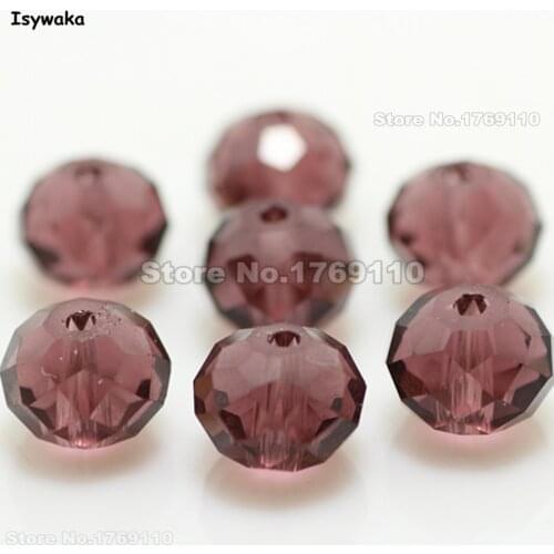 Isywaka Purple Red Color 8*10mm 70pcs Rondelle Austria faceted Crystal Glass Bead Loose Spacer Round Beads for DIY Making