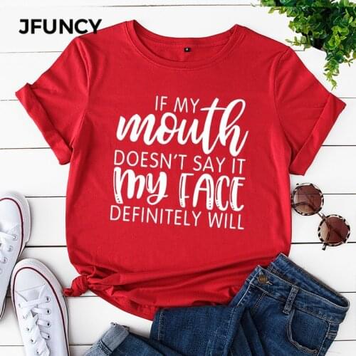 JFUNCY Plus Size Women T Shirt New Print T-shirts Female Short Sleeve Cotton Tees Tops Woman Summer Tshirt