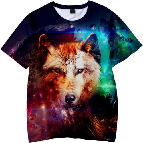Space Galaxy 3D Wolf Printed t shirt men women boys girls short sleeve Kids t-shirt tops Streetwear tshirt Children clothes
