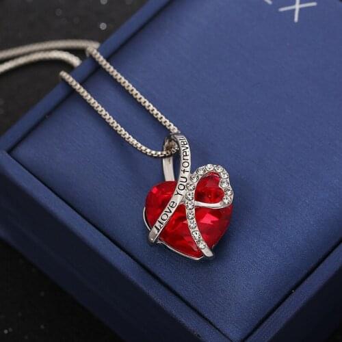 Korean Version Of Ins Ocean Heart Crystal Pendant Necklace Female Fashion Wedding Party Mothers Day Couple Gift Wholesale