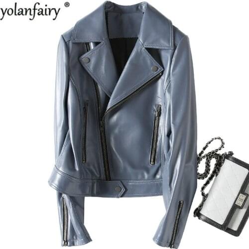 Genuine Leather Jacket Spring Autumn Jacket Women Real Sheepskin Coat Female Korean Motorcycle Jacket HQ18-CJX1811A MY1918