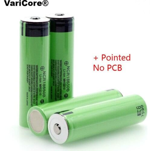6pcs/lot VariCore 100% New Original 18650 NCR18650B 3400mAh 3.7V Li-ion Rechargeable battery with Pointed(No PCB) For flashlight