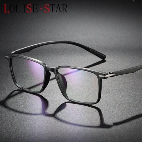 LOUISESTARAnti-Blue Square Glasses Frame Female Mens Simple Black Optical Glasses TR90 Optometry Glasses Frame Myopia New Frame