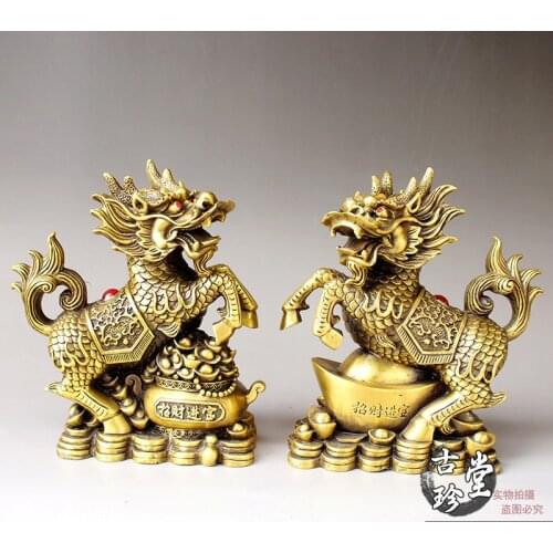 Copper Wealth coin unicorn Copper metal crafts home desktop decor decoration ornaments(A887)