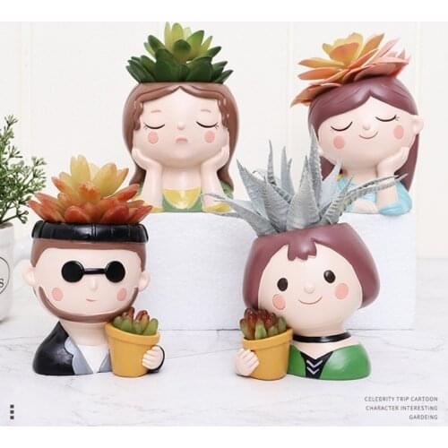 Girl Succulent Flower Pot Vitality Meng Niang Planters Plants for Home Garden Decoration Wedding Wall Flower Bonsai Fake Plants