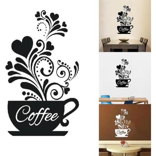 Fashion DIY Coffee Cup Decal Wall Decoration Removable Home Bedroom Kitchen Art Mural Sticker