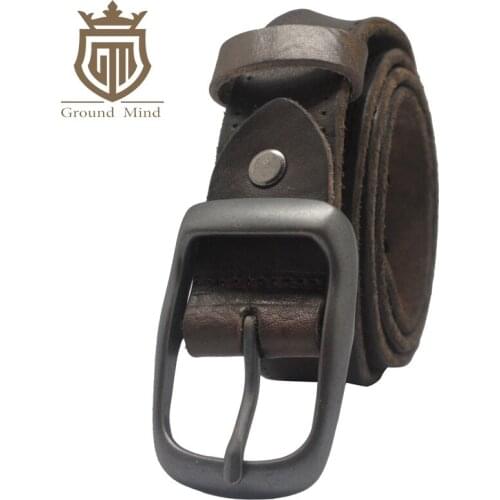 100% Full Grain Leather Belts for Men Vintage Designer Belt