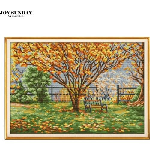 Joy Sunday fallen leaves stamped cross stitch kits 14ct 11ct printed canvas for embroidery stitch needlework set diy home decor