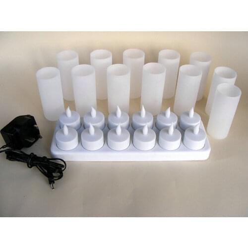 Set of 12 Rechargeable led candle Flameless Tealight electric light Xmas Valentine Wedding Church Home Bar table decor-AMBER