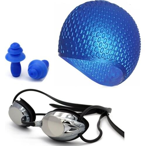 DEEPGEAR Swimwear set UV Protection Anti Mist swim glasses Silicone swim cap Professional swimming glasses Men race sport goggle