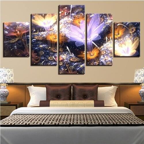 Full SquareRound Drill 5D Diy Diamond Painting 5 Pieces Abstract Beautiful Flower Rhinestone Embroidery Mosaic Home DecorZP-4184