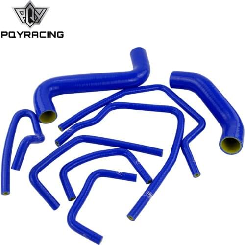 PQY - 9 PCS Silicone Radiator Turbo Intercooler Hose Kit For 02-07 Subaru Impreza WRX/STi GDA/GDB EJ20 Blue & Yellow LX1803C-QY