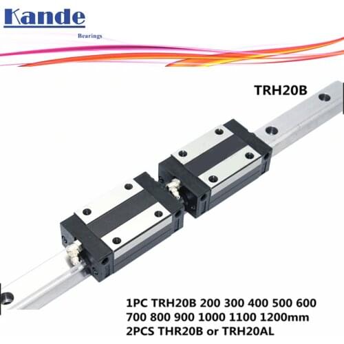Precision rail 1PC TRH20 Linear guide + 2PCS TRH20B Block or TRH20A Flange Block L 300 400 500 600 700 800 900 1000 mm for CNC