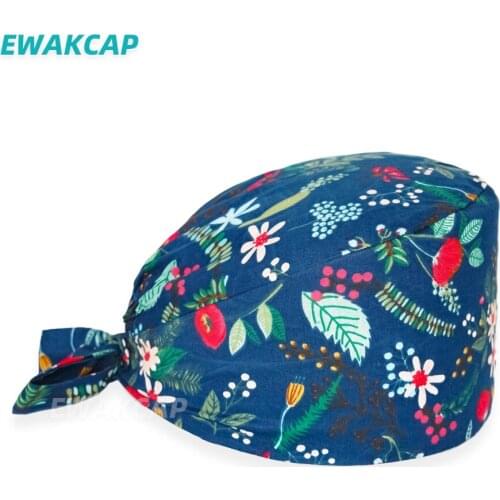 Adjustable Unisex Bouffant Nursing Hat Surgicals Cap Scrub Hats Clinic Dentist Surgeon Nurse Working Scrubs Caps Women Men