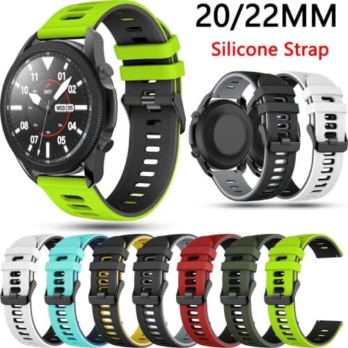 20mm/22MM Soft Silicone Watch Strap For Amazfit GTS/GTR 42mm/47mm/HUAWEI Watch GT/2/2e/Pro/Galaxy watch 46mm Bracelet Watch Band
