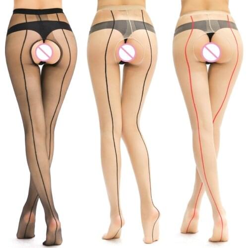 Sexy Tights Ladies Open Crotch One-line Back String Pantyhose Women Sexy Crotchless Stocking Hot Passion Beautiful Leg Stockings