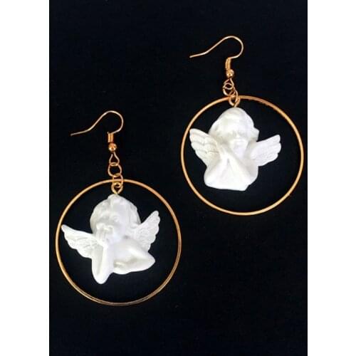 40GB Gypsum Cupid Angel Pendant Drop Earrings Angel Dangle Earrings For Women