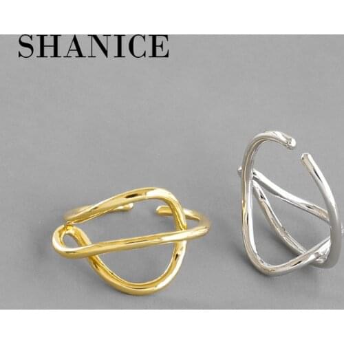 SHANICE 925 Sterling Silver Open Rings for Women INS minimalist line interlaced Cross Party Causal Vintage Trendy Jewelry Gift