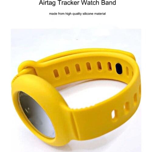 Premium Solid Color Silicone Sports Case for Airtag Tracker Multiple Colors Smooth Silicone Adjustable Watch Band Case