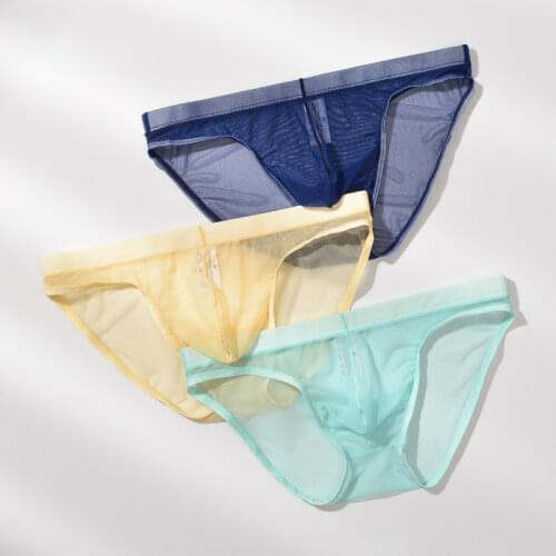 New Sexy Underwear Men Transparent Ultra-thin Panties Breathable See Through Mens Briefs Male Mesh Gauze Summer Slip Underpants