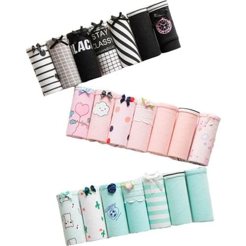 7 Pcs/Lot Sexy Cotton Panties For Woman Underwear Soft Womens Underpants Girls Lingerie Cute Briefs Comfort Ladies Intimates