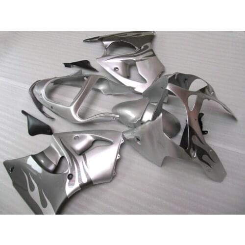 High Quality Injection Motorcycle parts for Kawasaki Ninja ZX6R fairing kit 2000 2001 2002 silver black set zx6r 00 01 02 WA54