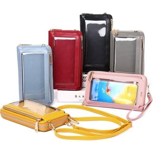 Women Fashion Multifunction Handbag Ladies Touch Screen Wristlet Handbags Protection Small Wallet Purse Crossbody Phone Bags