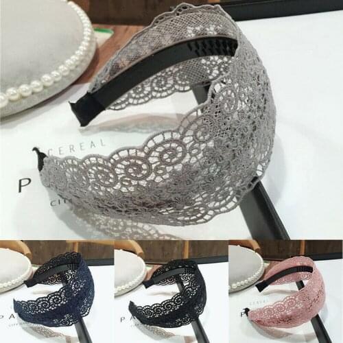 Womens Headband Lace Floral Hair Band for Girls Hair Accessories Bezel Hairbands Headbands for Women Wide Side Hair Hoop