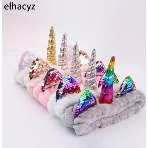 2021 New Fashion Unicorn Headband Soft Elastic Hair Band For Women Girls Wash Face Headwear Makeup Headband Hair Accessories