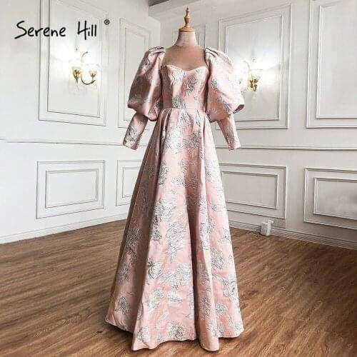 Pink Puffy Sleeves Evening Dresses Gowns 2021 A-Line Sexy For Women Wedding Party BLA71280 Serene Hill