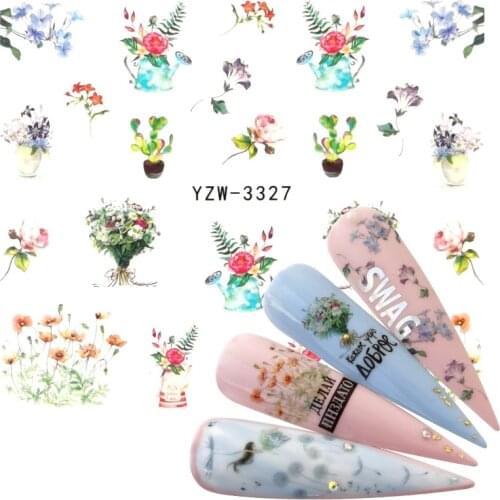 WUF 1 Sheet Fresh Flower Series Water Decal Colorful Blooming Flower Lavender Nail Art Transfer Sticker for Nail Art Decoration