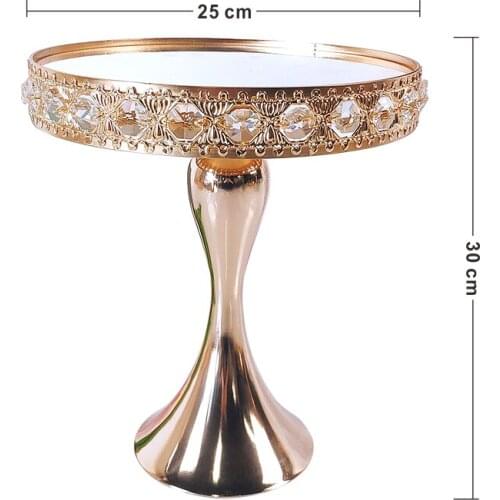 1pcs Crystal Metal Cake Stand Set Acrylic Mirror Cupcake Decorations Dessert Pedestal Wedding Party Display Tray