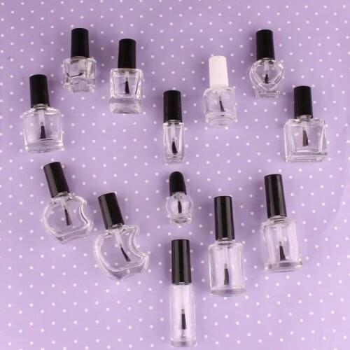 10pcs 3/5/8/10/15ml Empty Glass Nail Polish Bottles with Brush Nail Oil Glass Containers Bottle Jars