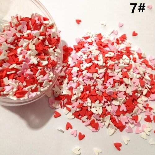 100g/lot Polymer Hot Clay Sprinkles Colorful Heart Five Star Snowflakes Love Bow Candy Sprinkles for Crafts Making, DIY