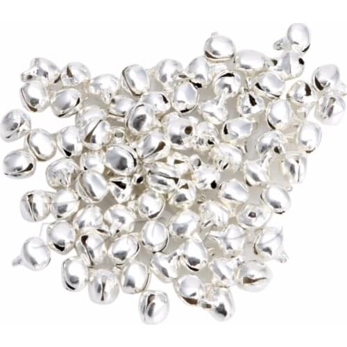 100pcs Small Bell Craft Jewelry Wedding Charms 6mm Bead Findings Silver