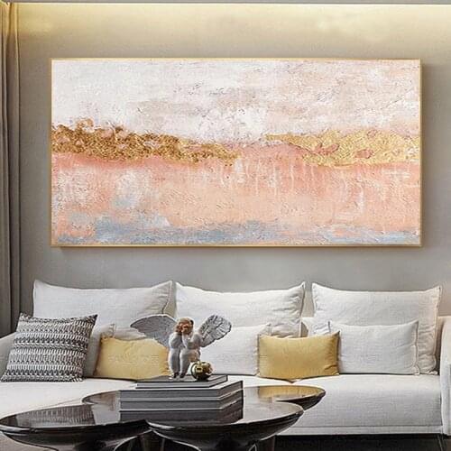 The Pink Textured 100% Hand Painted Modern Abstract Oil Painting On Canvas Wall Art For Living Room Home Decoration No Framed