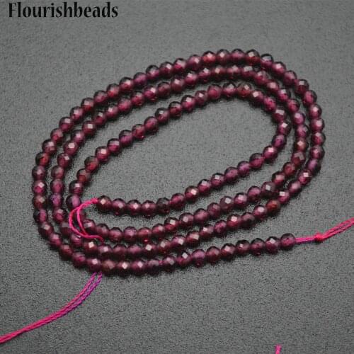 3mm Diamond Cutting Natural Garnet Faceted Stone Round Loose Beads